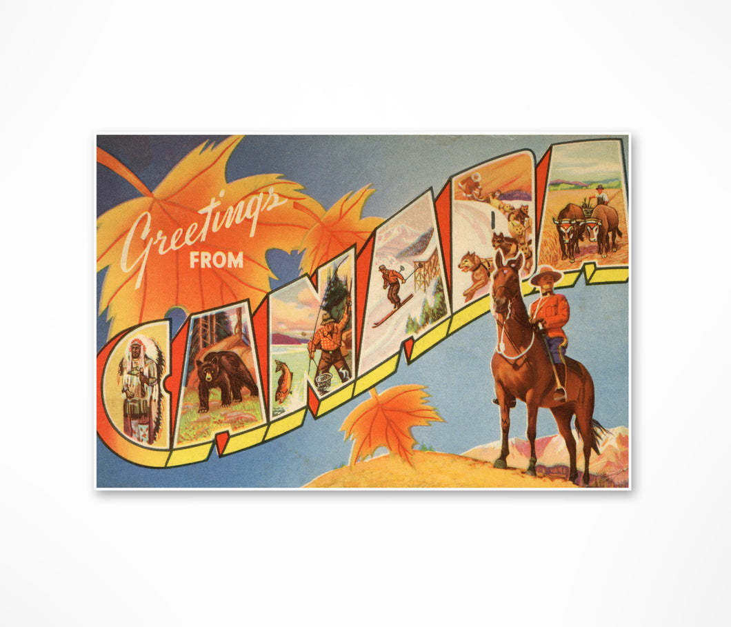 Greetings From Canada Travel Poster - Vintage Style - Large Letter Postcard