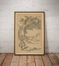 Load image into Gallery viewer, Alice&#39;s Adventures in Wonderland Tenniel Artwork Poster – Cheshire Cat Wall Art Print, Classic Literature, Antique Style Home Decor
