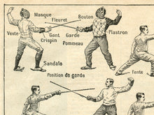 Load image into Gallery viewer, French Fencing Illustrations POSTER! (up to 24&quot; x 36&quot;) - c. 1906 - Dictionary - Steampunk - Victorian - Antique - Sword Fighting
