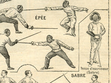 Load image into Gallery viewer, French Fencing Illustrations POSTER! (up to 24&quot; x 36&quot;) - c. 1906 - Dictionary - Steampunk - Victorian - Antique - Sword Fighting
