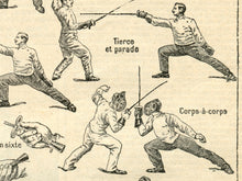 Load image into Gallery viewer, French Fencing Illustrations POSTER! (up to 24&quot; x 36&quot;) - c. 1906 - Dictionary - Steampunk - Victorian - Antique - Sword Fighting
