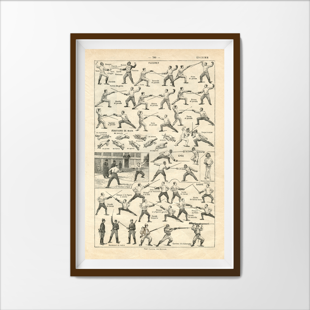 French Fencing Illustrations POSTER! (up to 24