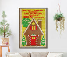 Load image into Gallery viewer, Vintage Gingerbread House Poster – Retro Christmas Holiday Cookie Cutter Art Print
