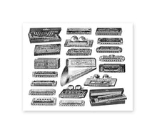 Load image into Gallery viewer, Antique Harmonica Poster, 1904 Catalog Music Print, Vintage Music Wall Art
