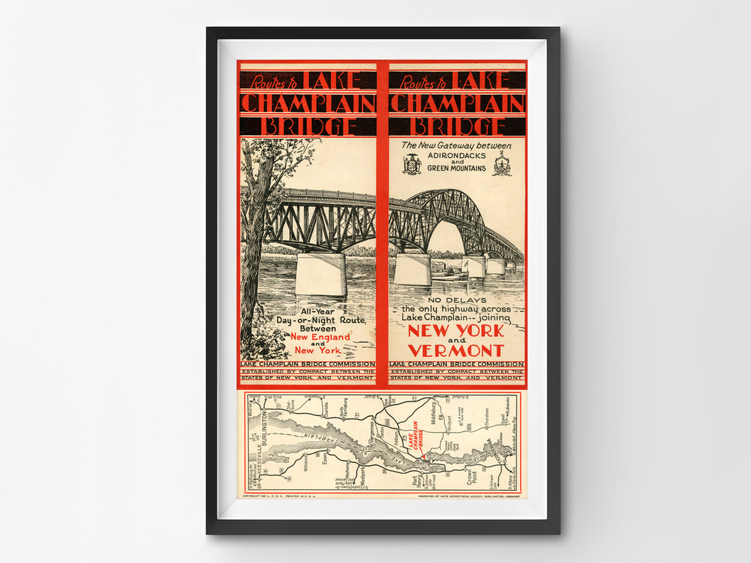 1929 Lake Champlain Bridge Brochure POSTER! (up to 24