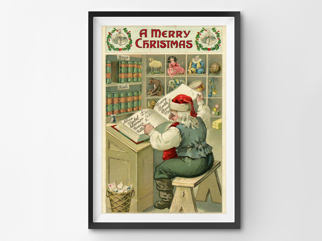 1909 Christmas Postcard POSTER! (up to 24