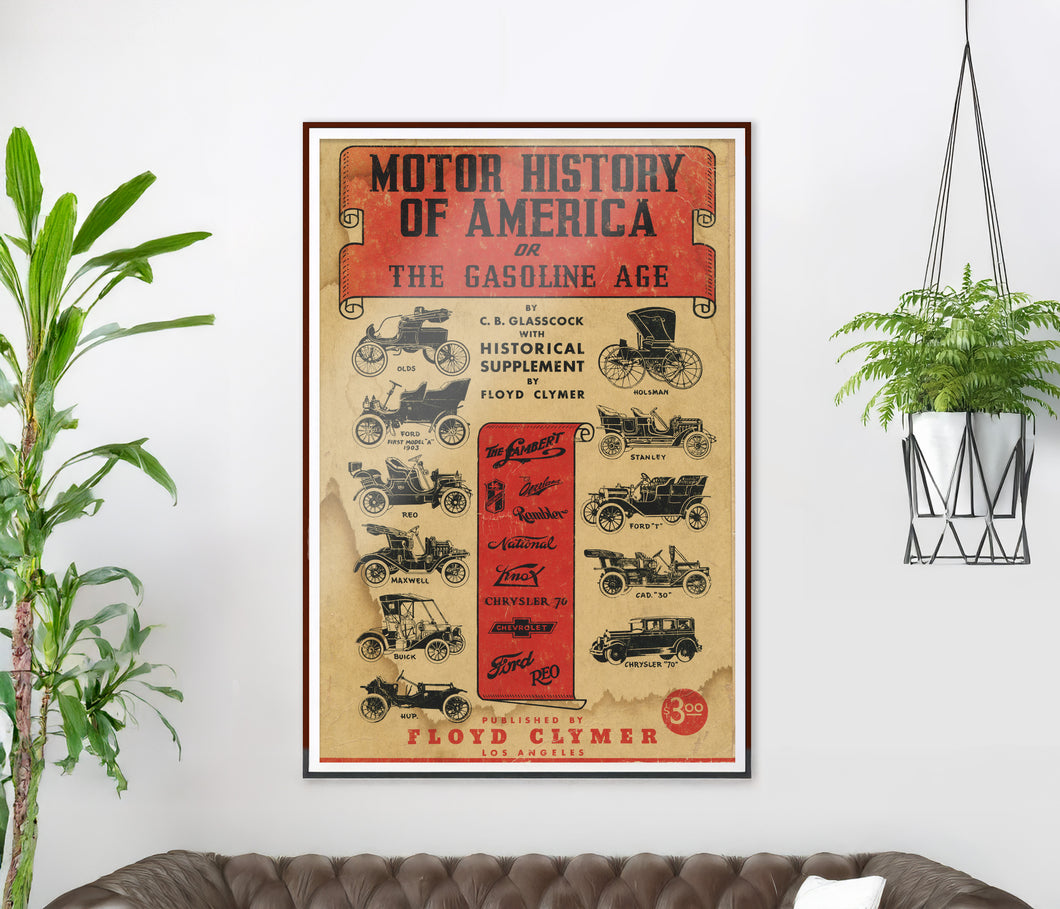 Motor History of America Poster – Antique Car History Wall Art | Classic Auto Collector Gift | Retro Garage Decor