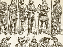 Load image into Gallery viewer, Vintage Military Uniform History POSTER – Medieval Knights, Renaissance Soldiers, Historical Army Costume Art Print
