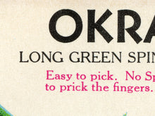 Load image into Gallery viewer, Vintage Okra Seed Packet POSTER! (up to 24&quot; x 36&quot;) - Kitchen - Vegetables - Garden
