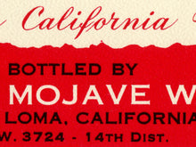 Load image into Gallery viewer, Vintage 1950's Old Mojave Wine Label Poster, California Desert Bar Wall Art
