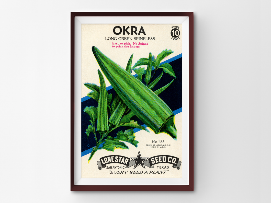 Vintage Okra Seed Packet POSTER! (up to 24