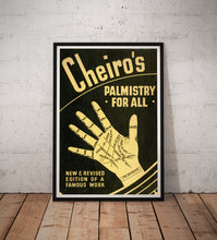 Load image into Gallery viewer, Palmistry Poster, Vintage Occult Hand Chart, Fortune Teller Print, Magic Divination
