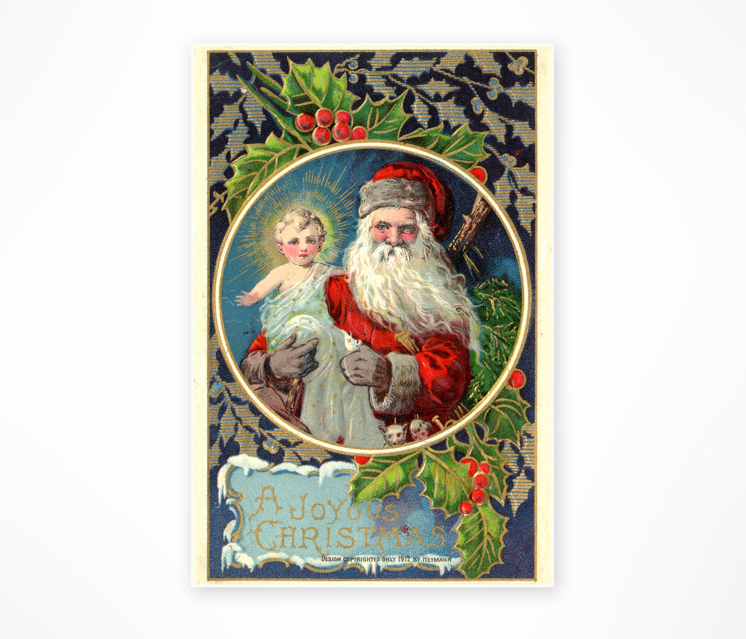 1912 Santa and Jesus Christmas Art Poster (up to 24x36) - Vintage