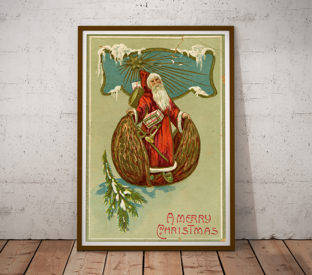 1907 Santa Claus Walnut Victorian POSTER! (up to 24 x 36) - Vintage - Unusual - Quirky - Chestnut - Tradition