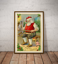 Load image into Gallery viewer, 1911 Antique Christmas Postcard Print – Vintage Santa Claus Toymaker Poster, Victorian Style Holiday Wall Art
