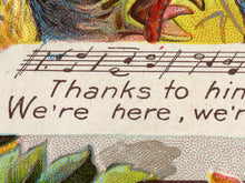 Load image into Gallery viewer, Thanksgiving Poster Vintage Style - Early 1900's Postcard - Turkey, Pumpkin, Harvest, Music, Song
