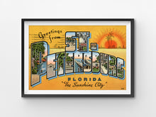 Load image into Gallery viewer, Vintage St. Petersburg Travel POSTER! - up to 24&quot; x 36&quot; - Large Letter Postcard - Art - Florida - Sunset - Beach - Antique
