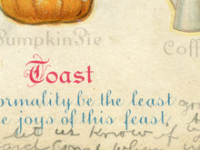 Load image into Gallery viewer, Vintage Thanksgiving Poster c.1913 - Antique Thanksgiving Dinner Menu Wall Art
