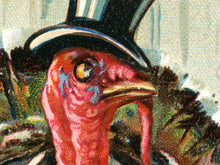 Load image into Gallery viewer, 1908 Thanksgiving Poster Print - Vintage 1900's Postcard Image - Turkey Humor Top Hat
