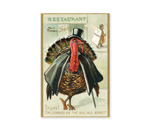 Load image into Gallery viewer, 1908 Thanksgiving Poster Print - Vintage 1900's Postcard Image - Turkey Humor Top Hat
