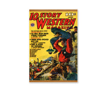 Load image into Gallery viewer, Vintage Western Pulp Magazine Poster – 10 Story Western Cover Art Print – Retro Cowboy Wall Decor – Rustic Wild West Man Cave Gift
