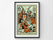 Load image into Gallery viewer, Playing Card Suits Medieval POSTER! (up to 24&quot; x 36&quot;) - Vintage - Poker - Las Vegas - Art - Knight - King - Man Cave
