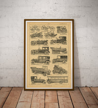 Load image into Gallery viewer, Vintage Automobile History Poster | Antique French Car Illustration Print | Early Motor Vehicle Art
