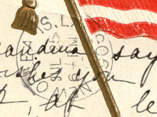 Load image into Gallery viewer, Vintage American Flag Postcard Poster, Antique Patriotic Wall Art, Handwritten Letter Print
