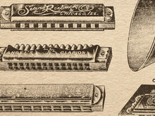 Load image into Gallery viewer, Antique Harmonica Poster, 1904 Catalog Music Print, Vintage Music Wall Art
