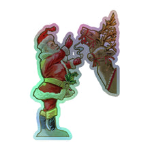 Load image into Gallery viewer, 1908 Santa Hologram STICKERS - Santa Claus - Decoration - Bells - Reindeer - Chimney - Snow
