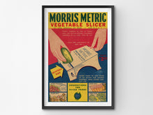 Load image into Gallery viewer, 1950&#39;s Morris Metric Vegetable Slicer POSTER! (up to 24&quot; x 36&quot;) - Kitchen - Decor - Tools - Gadgets
