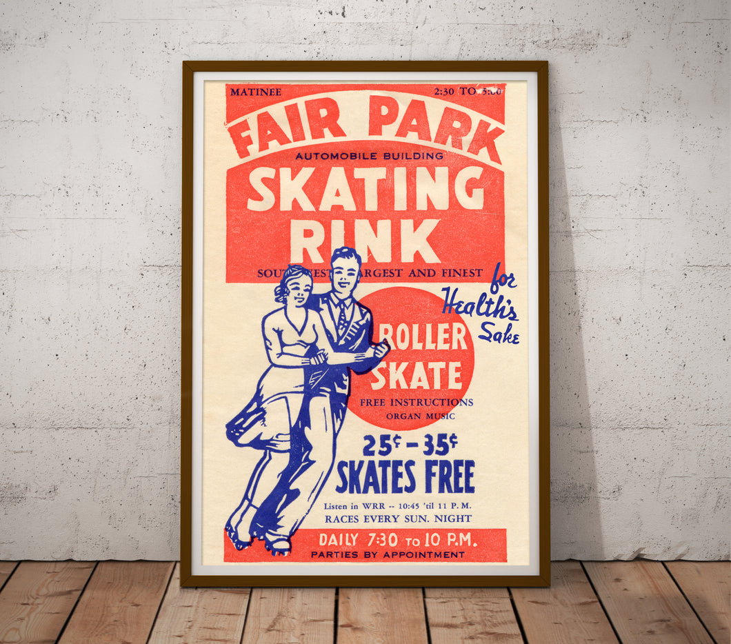 Vintage Roller-Skating POSTER! (up to 24