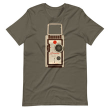 Load image into Gallery viewer, Brownie Movie Camera Unisex T-Shirt - c. 1955 - Multiple Colors and Sizes - Fitted Shirt - Fashion - Photography - Film
