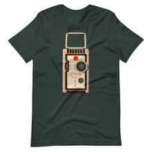 Load image into Gallery viewer, Brownie Movie Camera Unisex T-Shirt - c. 1955 - Multiple Colors and Sizes - Fitted Shirt - Fashion - Photography - Film
