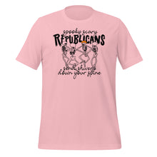 Load image into Gallery viewer, Spooky Scary Republicans T-Shirt - 2024 Election - Novelty Parody Skeletons Shirt Colors
