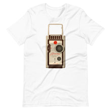 Load image into Gallery viewer, Brownie Movie Camera Unisex T-Shirt - c. 1955 - Multiple Colors and Sizes - Fitted Shirt - Fashion - Photography - Film
