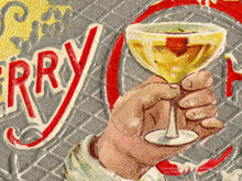 Load image into Gallery viewer, 1916 Vintage Santa Postcard Poster - Martini - Punch Bowl - Party - Silver
