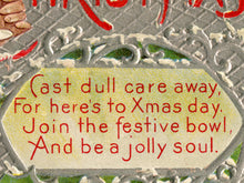 Load image into Gallery viewer, 1916 Vintage Santa Postcard Poster - Martini - Punch Bowl - Party - Silver
