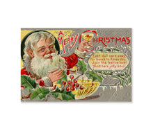 Load image into Gallery viewer, 1916 Vintage Santa Postcard Poster - Martini - Punch Bowl - Party - Silver
