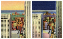 Load image into Gallery viewer, Rockefeller Center Night &amp; Day POSTER SET! (up to 24&quot; x 36&quot;) - New York City - Vintage - Postcard - Art Deco - Antique - Skyline - 30 Rock
