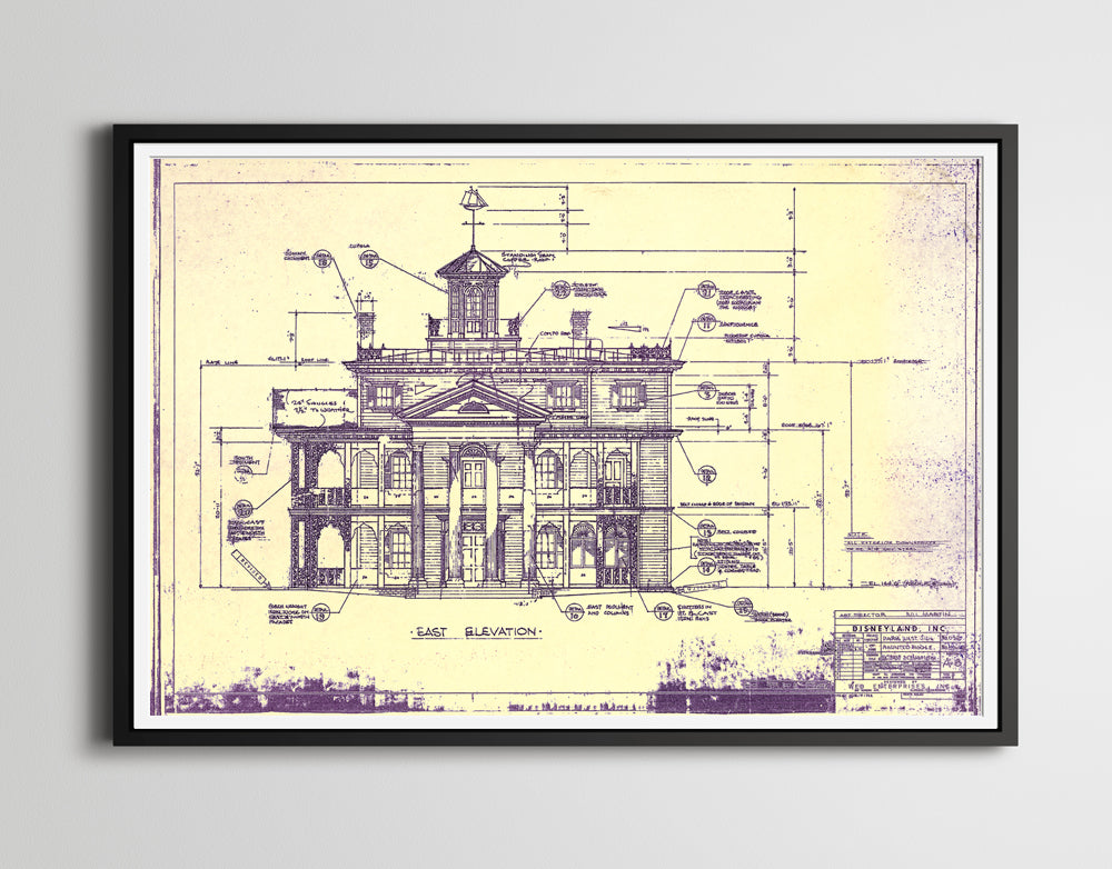 Vintage Haunted Mansion Blueprint POSTER! (up to 24