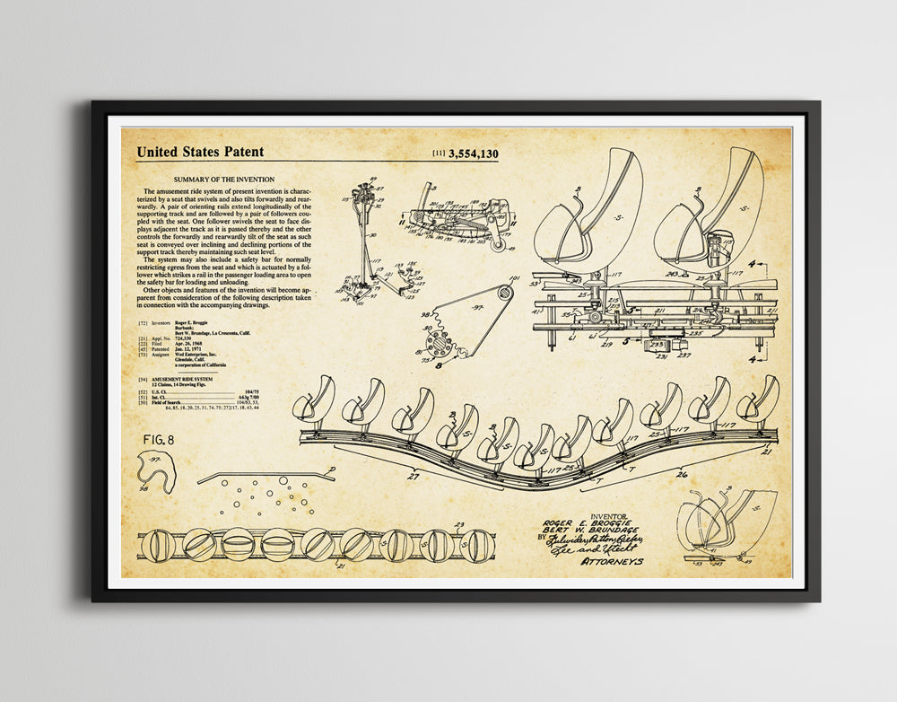 Vintage Omnimover (Haunted Mansion & Spaceship Earth) Patent Art POSTER! (up to 24