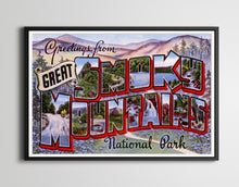 Load image into Gallery viewer, Great Smoky Mountains National Park POSTER! (up to 24 x 36 inches) - Vintage Large Letter Postcard
