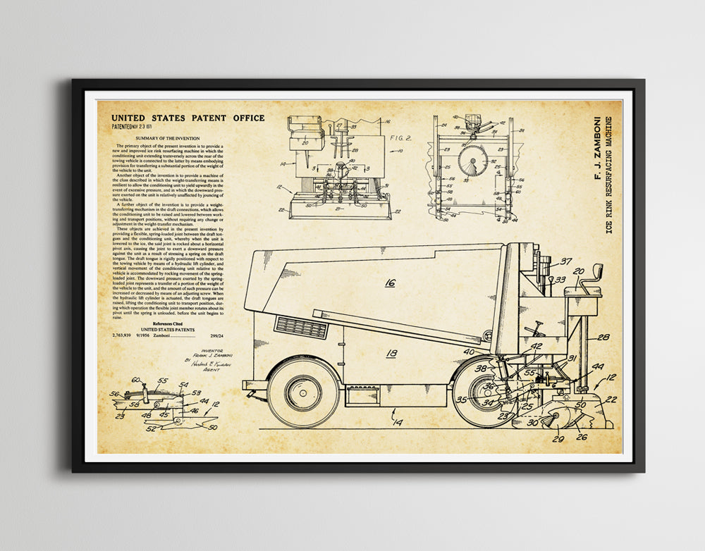 1970 Zamboni Patent Art POSTER! (up to 24