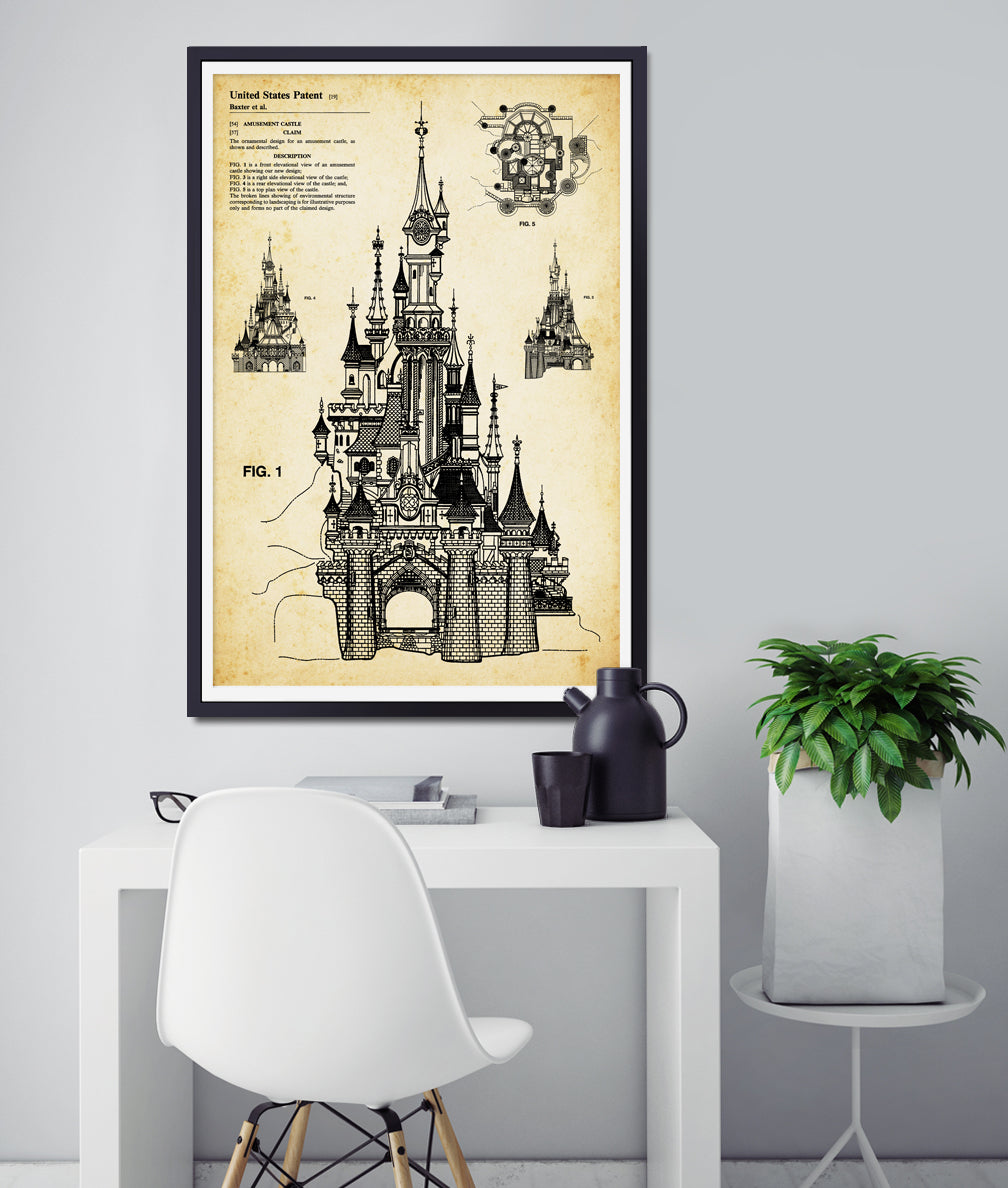 Disneyland Paris CASTLE Patent Art POSTER! (up to 24 x 36) - Euro Disney - France