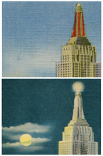 Load image into Gallery viewer, Empire State Building Night &amp; Day POSTER SET! (up to 24 x 36) - Vintage Postcards - New York City - Art Deco - Antique - Cityscape
