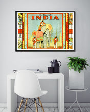 Load image into Gallery viewer, 1930 Game of India (Parcheesi) Board Game Box POSTER! (multiple sizes) - Elephants
