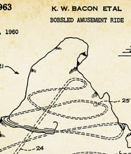 Load image into Gallery viewer, 1960 Disney MATTERHORN Patent Art POSTER! (up to 24&quot; x 36&quot;) - Fantasyland - Tomorrowland - Disneyland - Vintage - Bobsleds - Blueprint
