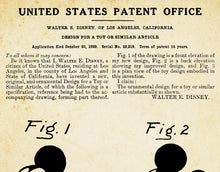 Load image into Gallery viewer, 1929 Mickey Mouse Patent POSTER! (up to full-size 24&quot; x 36&quot;) - Disneyland - Disney World - Magic Kingdom - Blueprint - Walt Disney - Home
