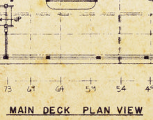 Load image into Gallery viewer, Vintage Mark Twain STEAMBOAT Blueprint POSTER! (up to 24 x 36 inches) - Disneyland - Frontierland - Riverboat
